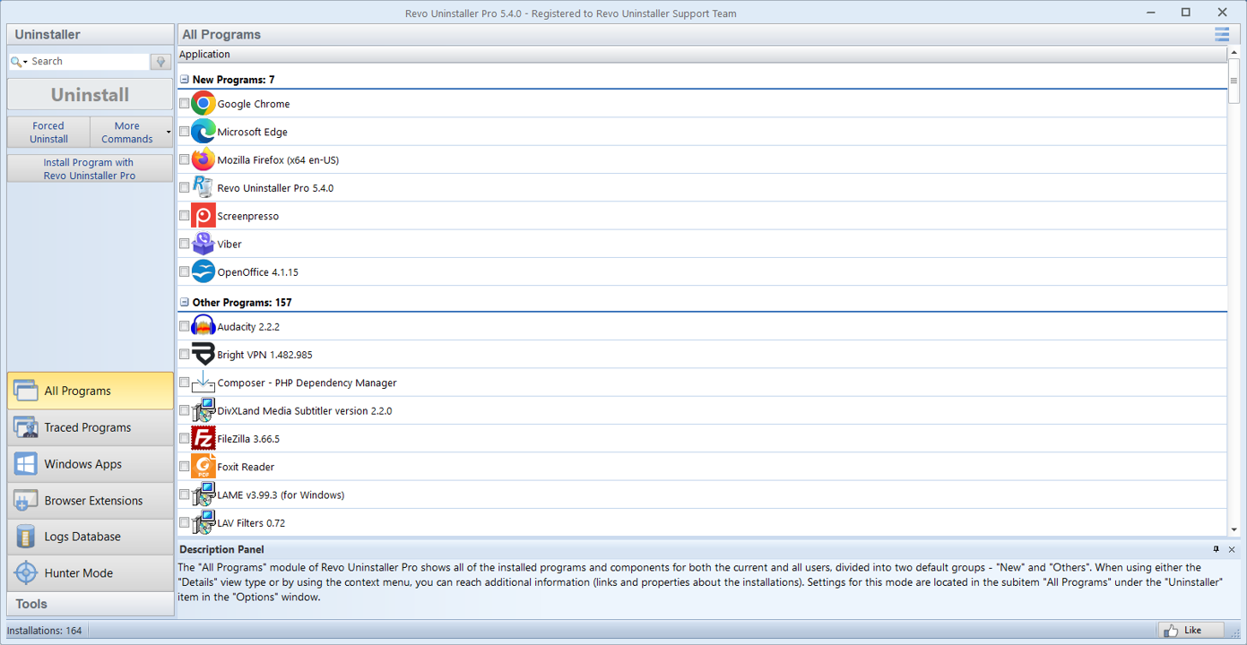 Revo Uninstaller: working with programs and leftovers